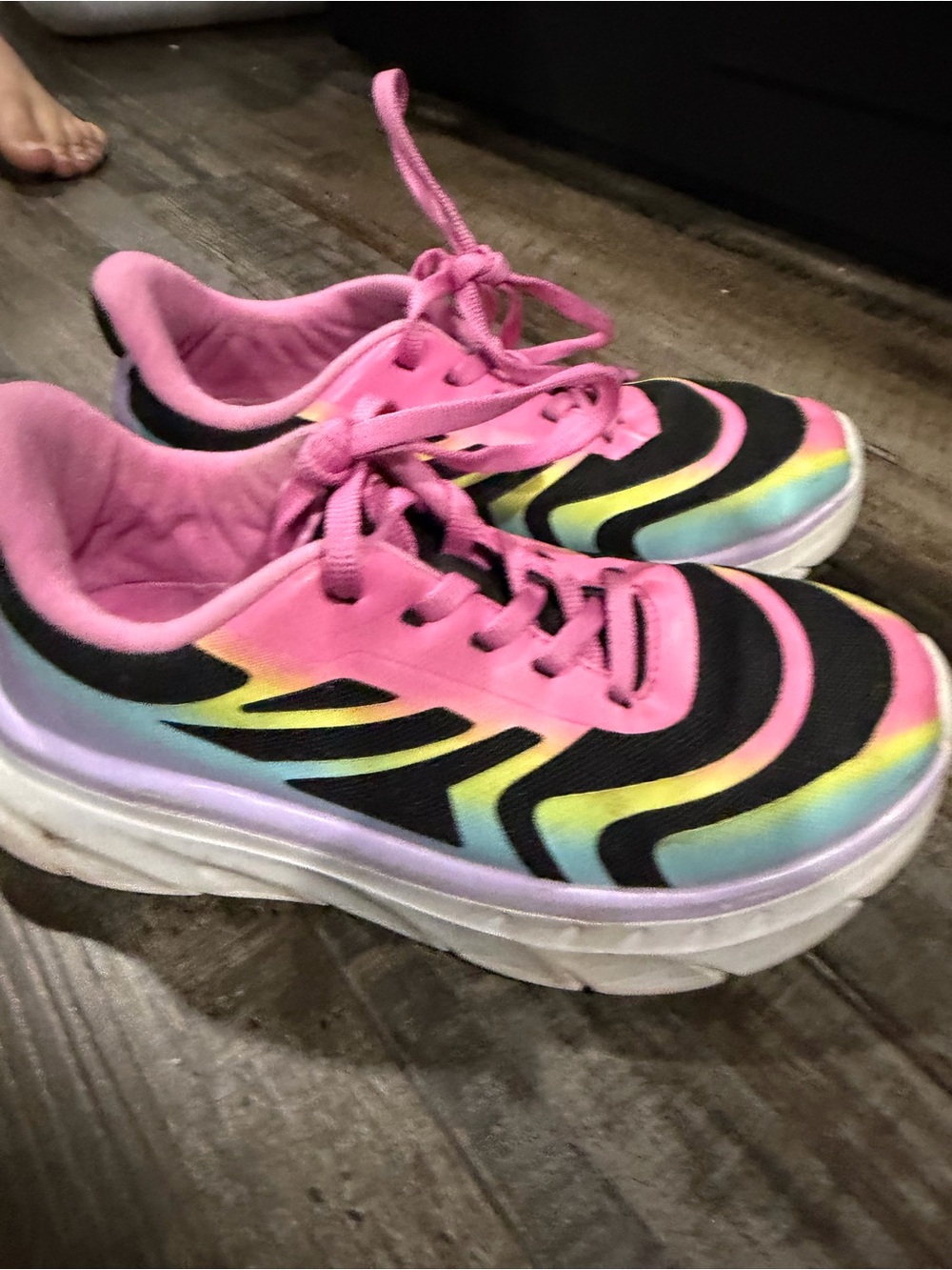 Kids Pink Rainbow Athletic Sneakers - Lightweight Comfort